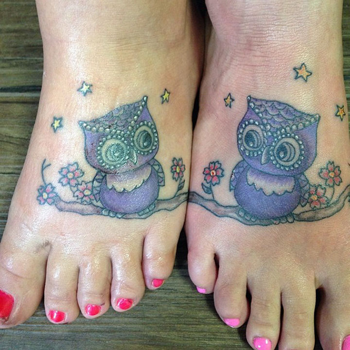 28 Sister Tattoos - Two sisters as wise as an owl.