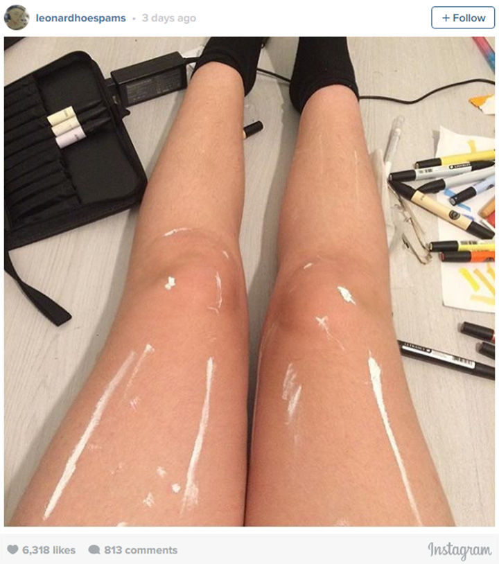 Instagram user leonardhoespams posted a photo of her legs and caught the attention of a few twitter users.