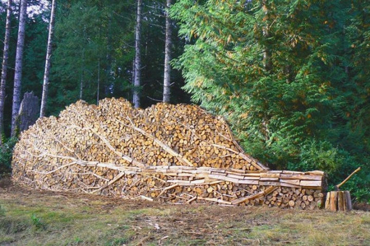 13 Displays of Stacked Wood Art - A tree made out of wood...very clever!