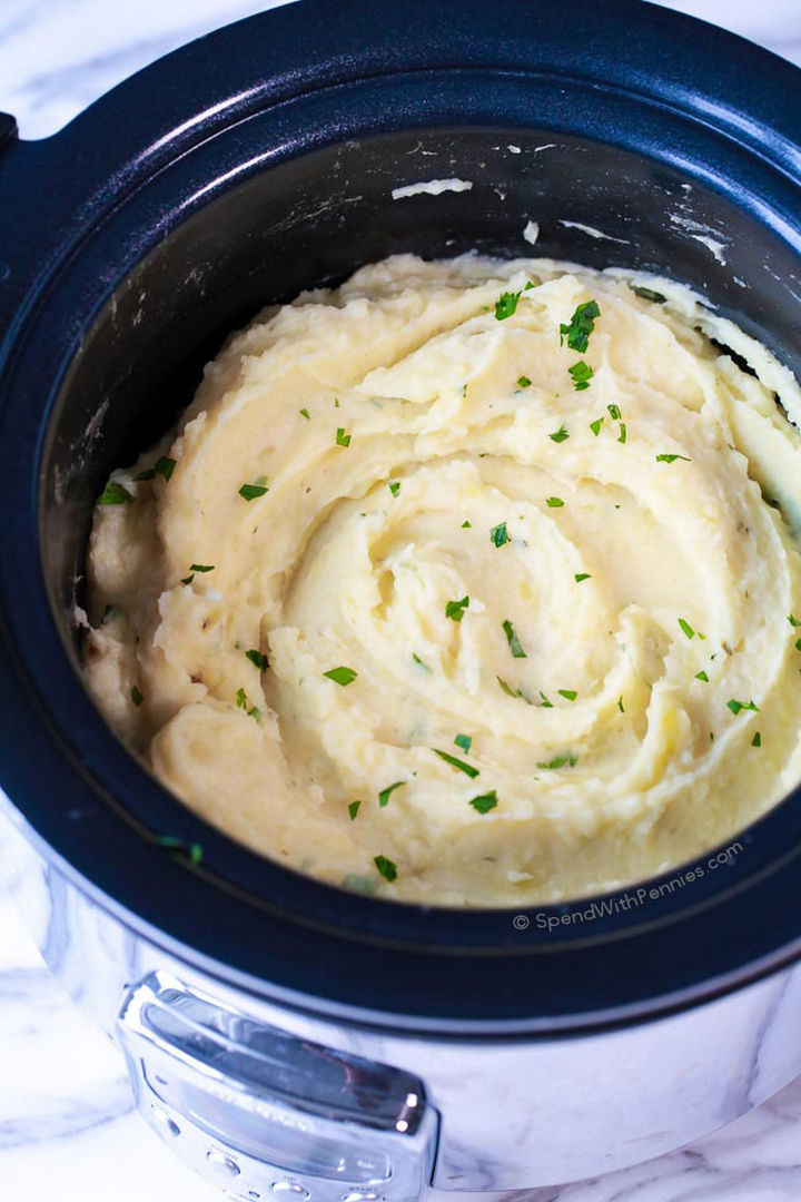 No Boil Slow Cooker Mashed Potatoes.