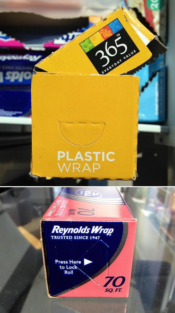 Things you've been doing wrong - Most wrap roll containers have tabs to lock the roll in place.