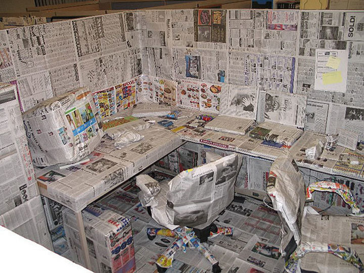 26 Funny Office Pranks - For the person who still loves to get their news from print.