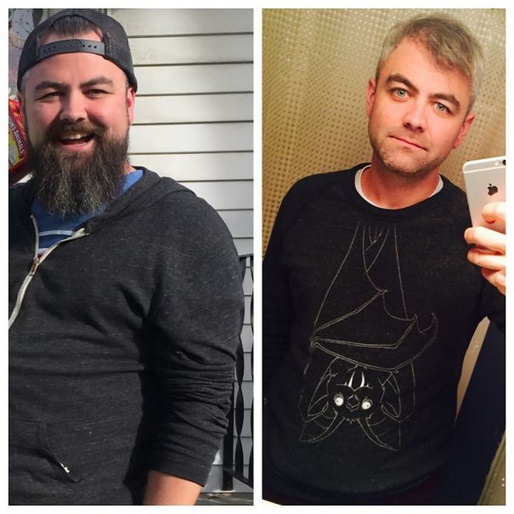Photos before and after weight loss with people who gave up drinking - 1 year awake.