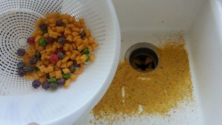 Use a colander to avoid a crumby bowl of cereal.
