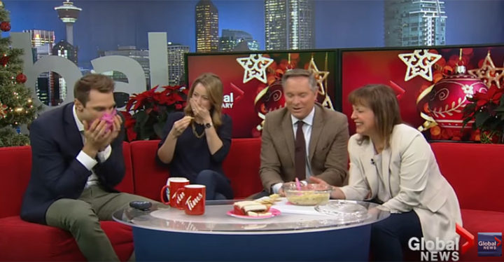 Global News Team in Calgary Agrees Holiday Artichoke Dip Tastes Funky.