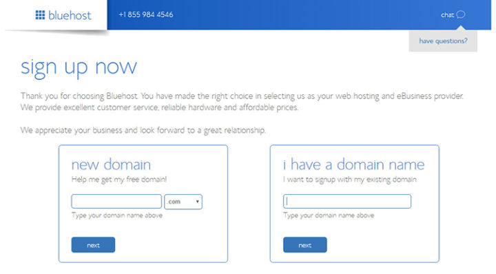 Sign up now with Bluehost.