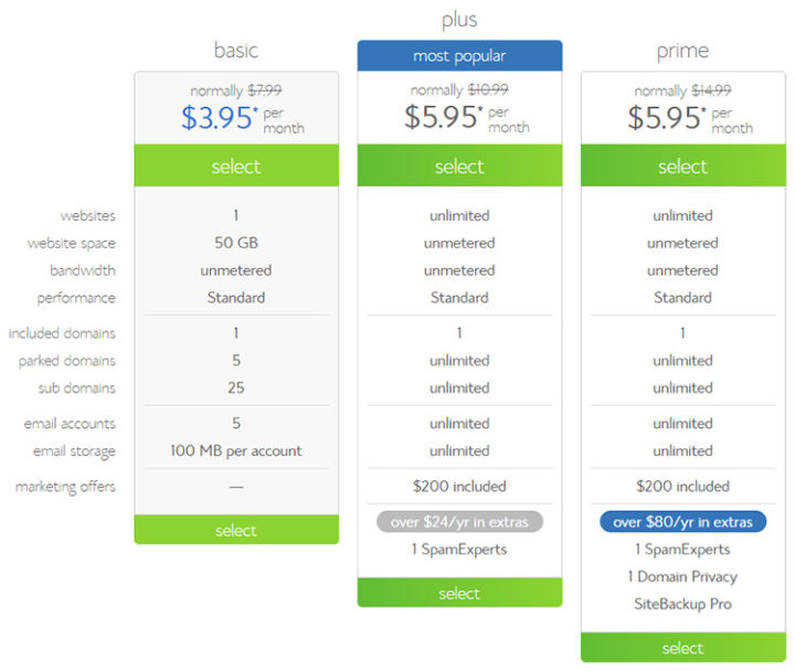 Choose a Bluehost hosting plan for your blog.