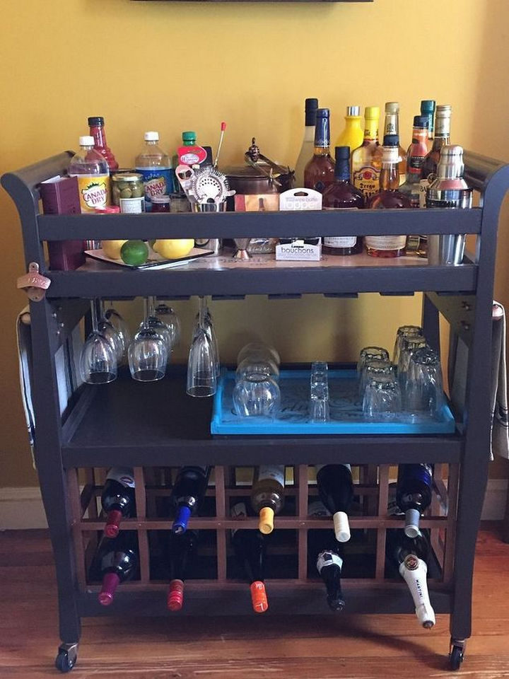 Upcycle a baby changing table into a bar cart.