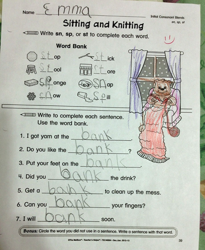 18 Kids Taking Instructions Too Literally - Confusion with the "Word Bank."