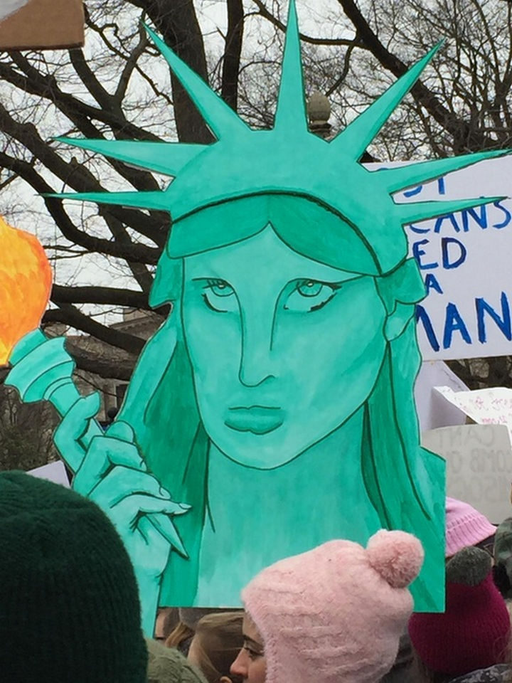 20 Epic Women's March Signs - Lady Liberty's face says it all.