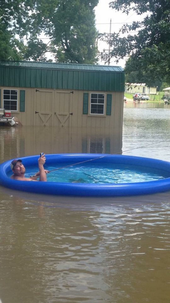 31 People Making the Best of a Bad Situation - Or, relax by the pool and go fishing.