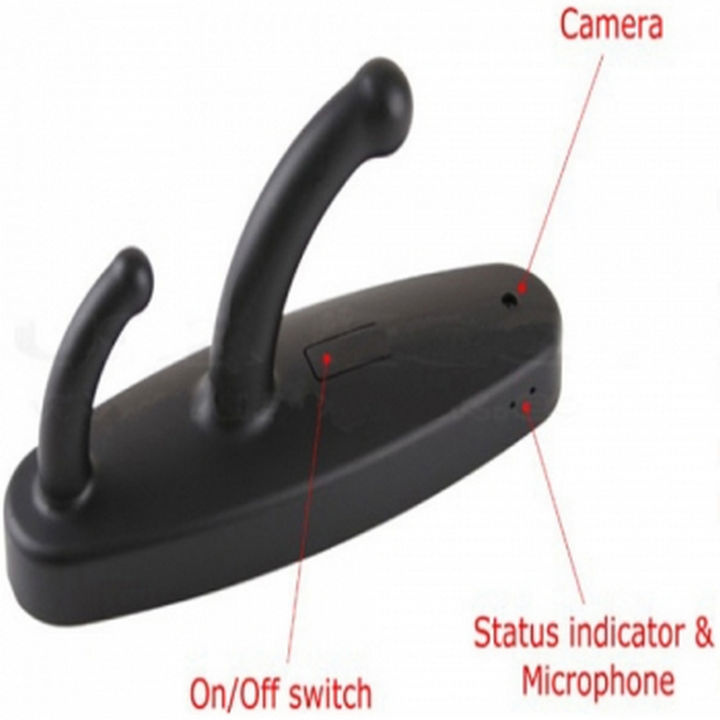 The clothing hook contains a video camera, a microphone and is motion-controlled or can be controlled via remote.