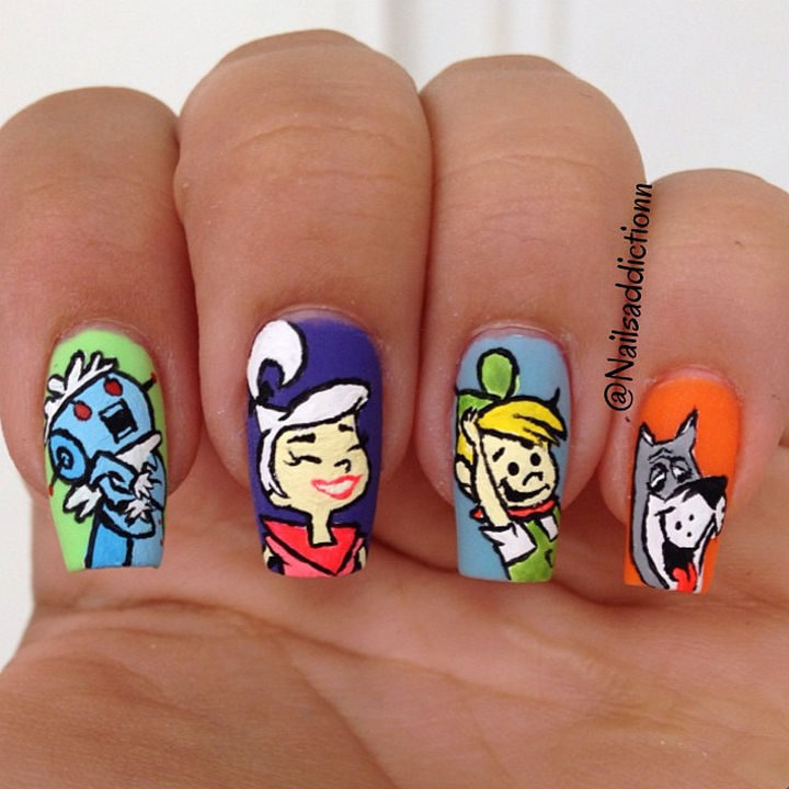 19 Cartoon Nail Art Designs - But let's not forget my favorite family from the future, The Jetsons!