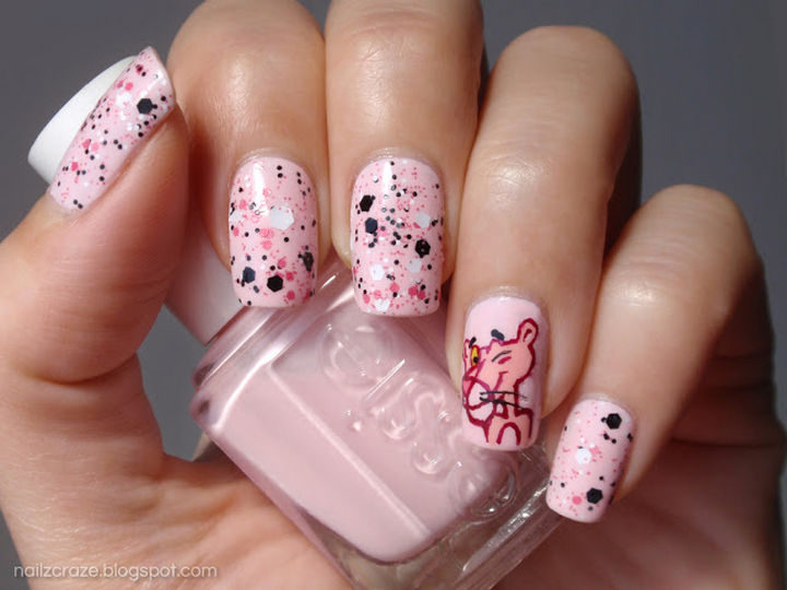 Looking sassy with Pink Panther nails.