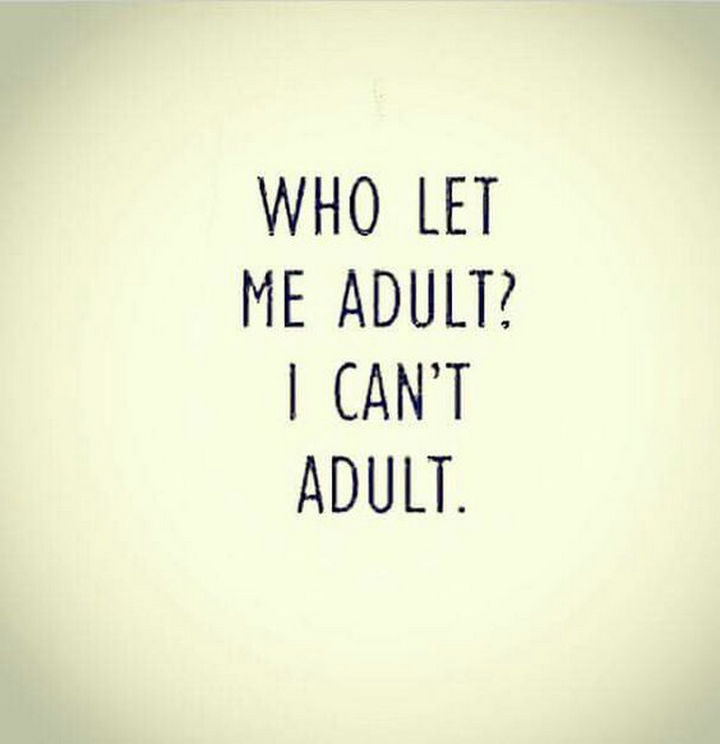 23 Funny Adult Quotes - "Who let me adult? I can't adult."