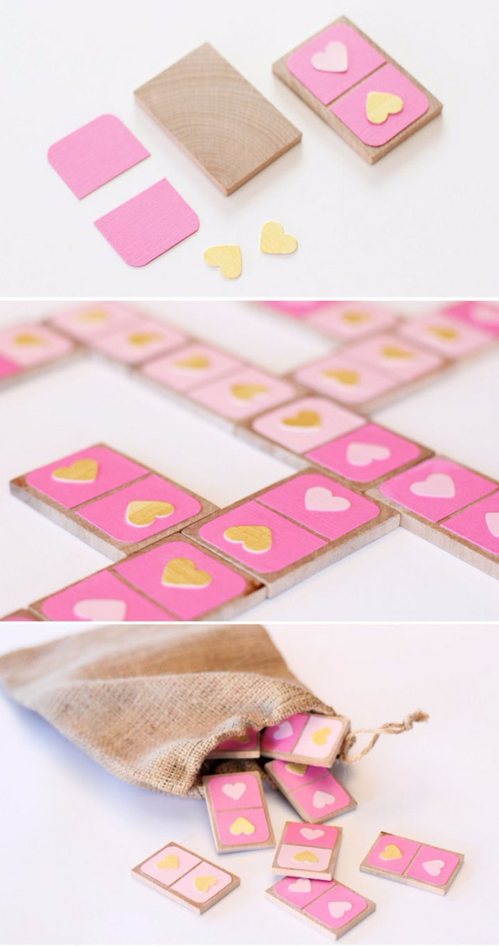 27 DIY Valentine's Day Crafts - Make a Valentine's Day domino set.