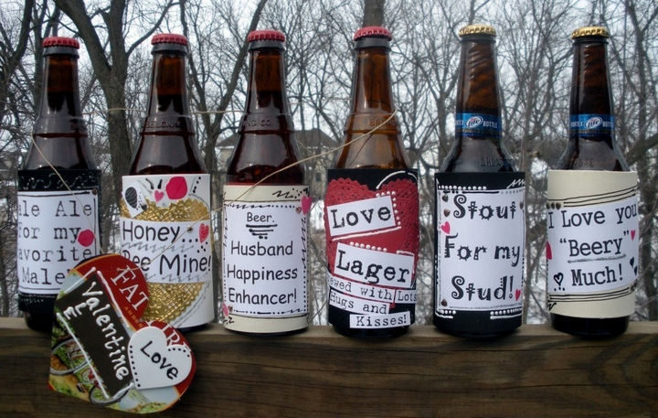 27 DIY Valentine's Day Crafts - Create custom beer bottle labels.
