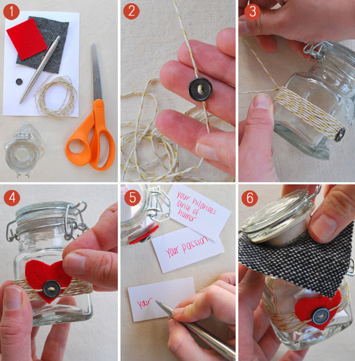 27 DIY Valentine's Day Crafts - Give your loved one a jar filled with 10 things you love about them.