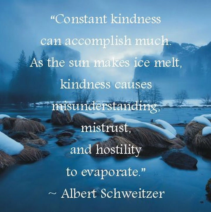 75 Amazing Relationship Quotes - "Constant kindness can accomplish much. As the sun makes ice melt, kindness causes misunderstanding, mistrust and hostility to evaporate." - Albert Schweitzer