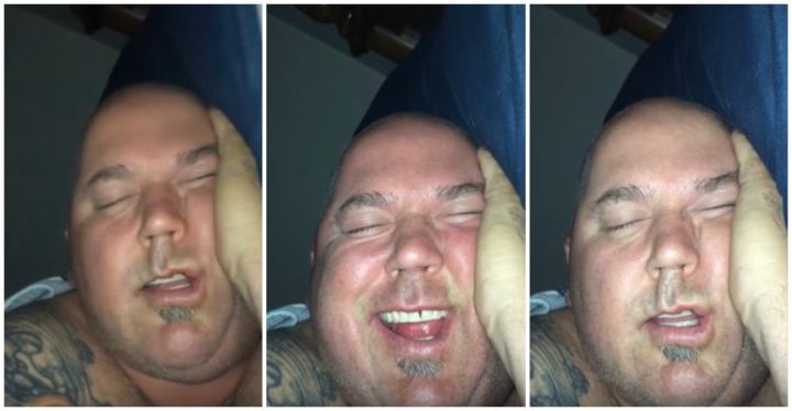 Wife Captures Her Man Laughing While Sleeping on Video.