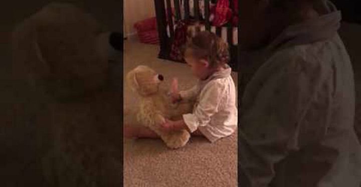 Daddy Is Deployed and Daughter Receives Teddy Bear With His Recorded Voice.