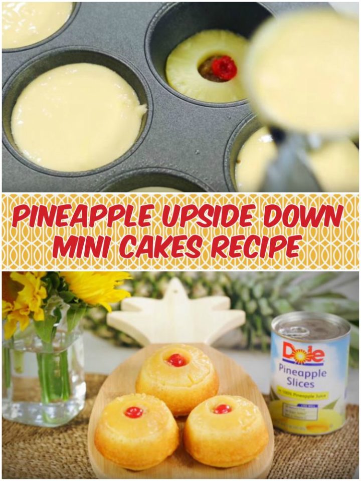 Pineapple Upside-Down Mini Cakes Recipe Baked in Cupcake Tins.