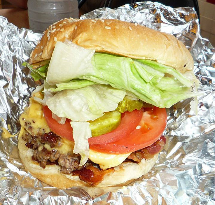 10 Fast Food Burgers With Less Fat and Calories Than a Caesar Salad - Five Guys Little Hamburger.