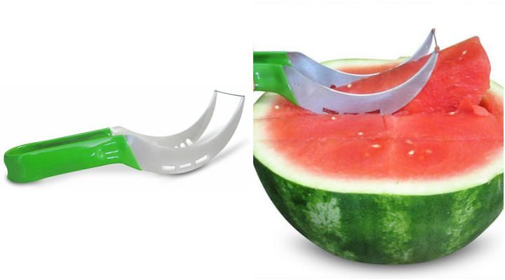 Kitchen Gadgets: Watermelon Slicer, Corer, Cutter, and Server Tongs with Rubber Grip.