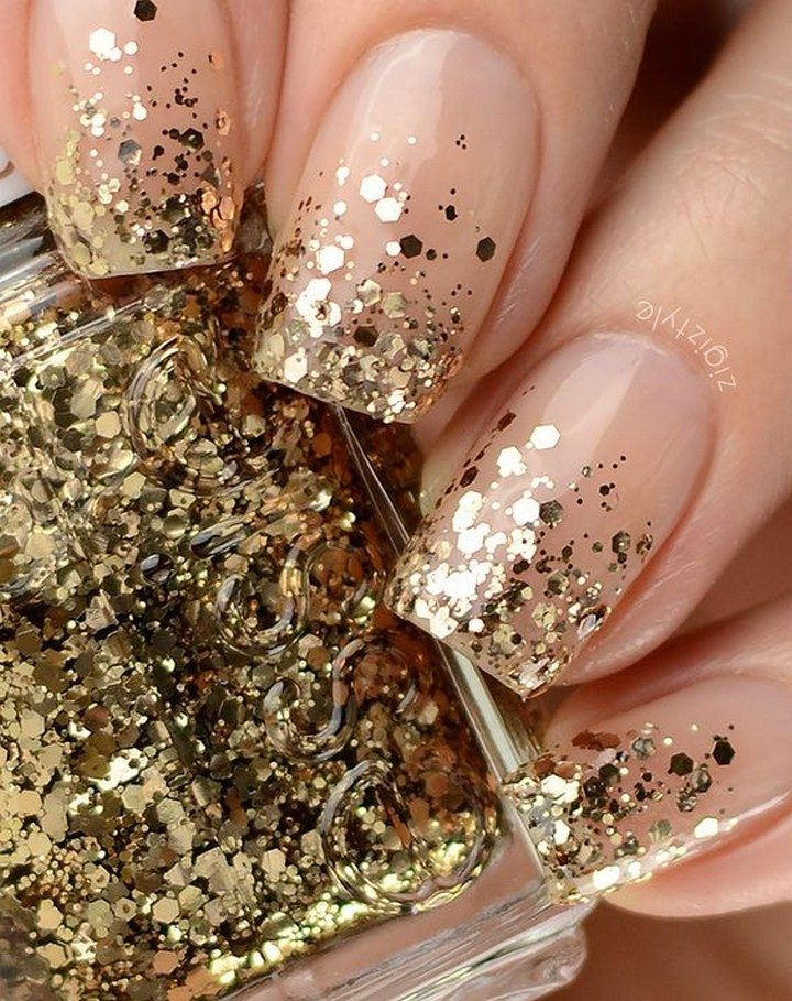 17 Chrome Nails - Kick it up a notch with gold metallic glitter.