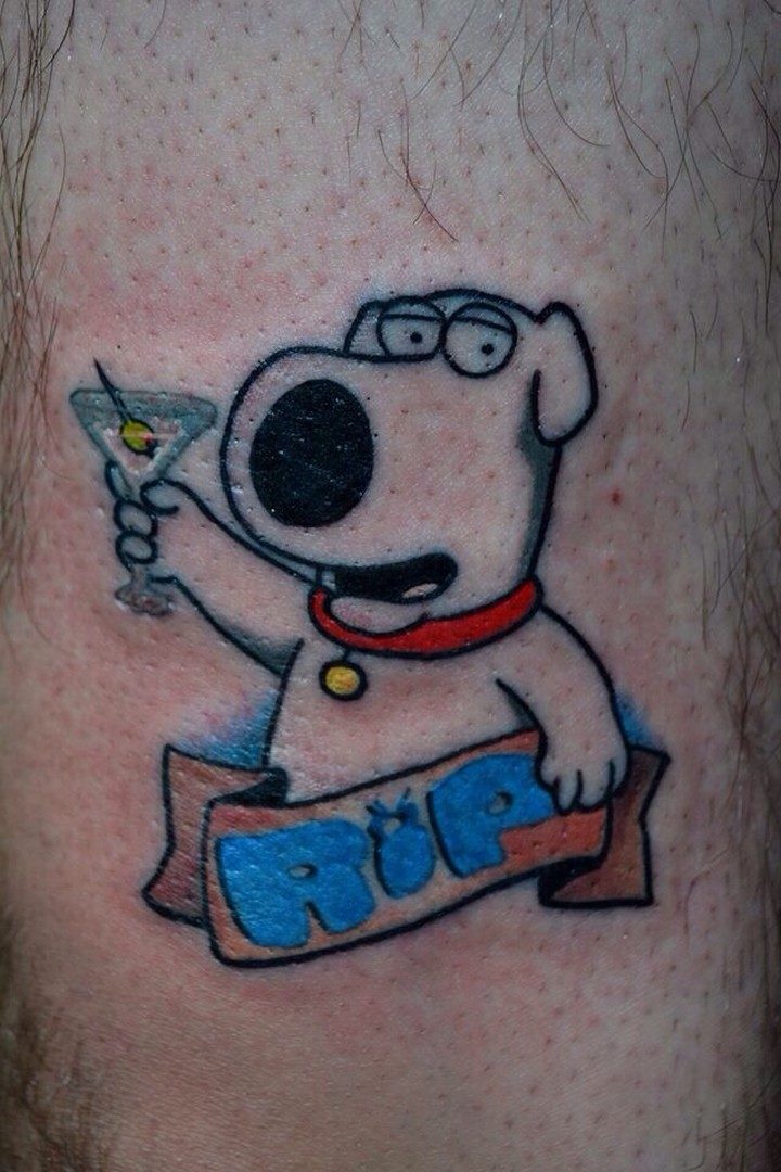 18 Funny Images - Just like Brian from Family Guy, he probably wishes he could go back in time and not get this tattoo!