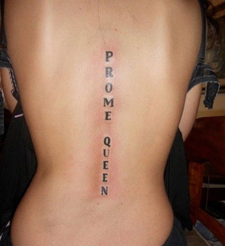25 Funny Tattoo Fails - So much for being the "prom" queen.