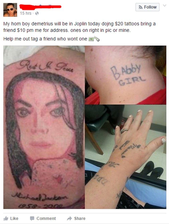 25 Funny Tattoo Fails - Probably not a good idea to get backyard tattoos for $20.
