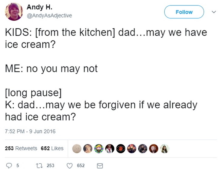 25 Funny Parenting Tweets - Forgive and forget.