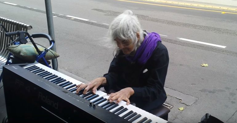 80-Year-Old Natalie Plays Piano on the Streets of Melbourne, Australia.