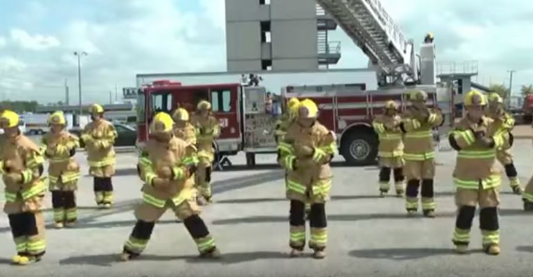 Firefighters Perform 'Stayin' Alive' Flash Mob and Educates About CPR!