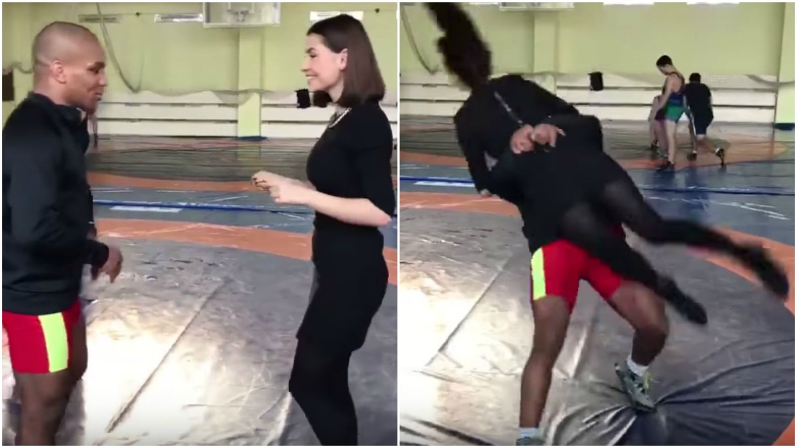 Reporter Asks Wrestler to Demonstrate His Throwing Technique. She Wasn’t Expecting THIS!
