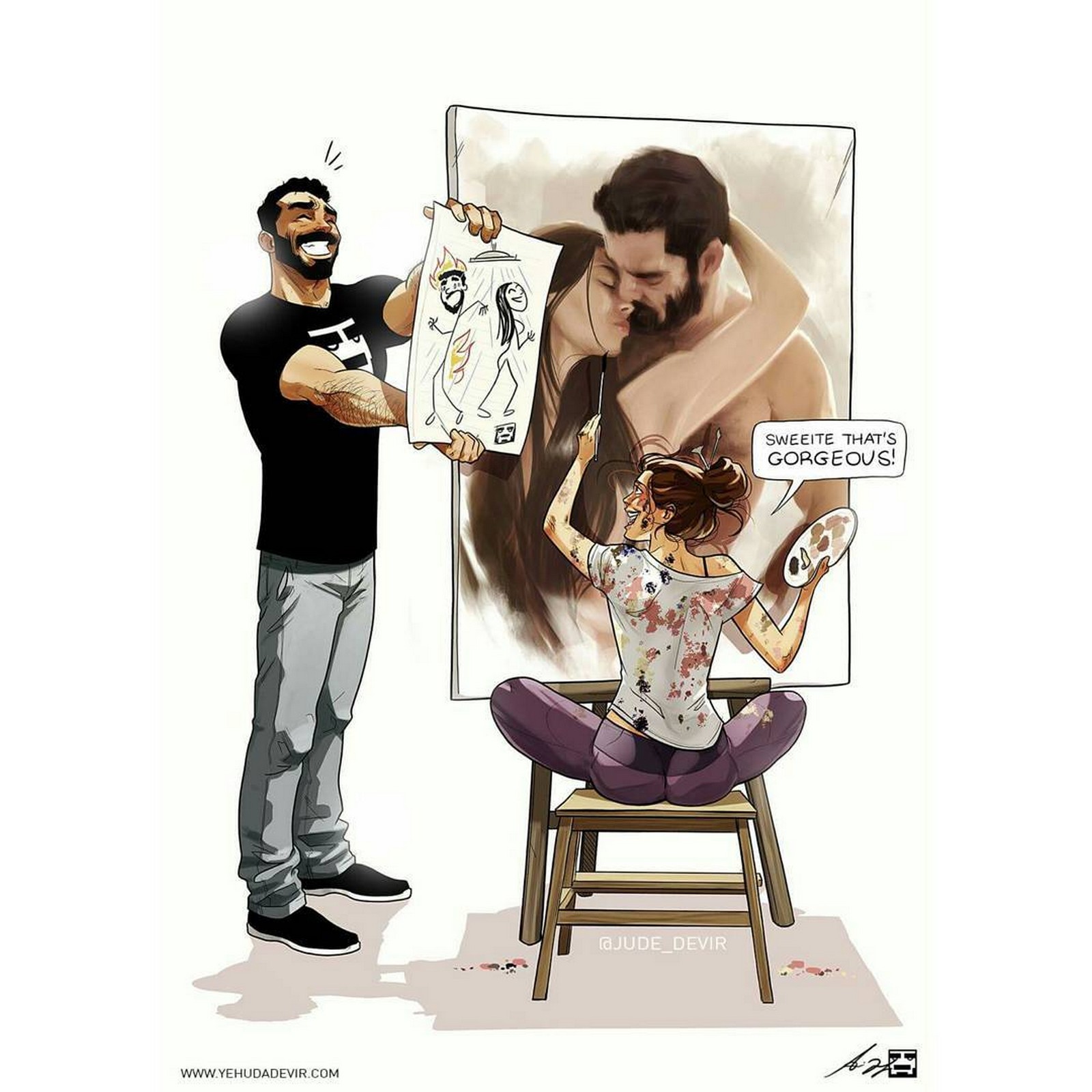Comic Artist Yehuda Adi Devir's Drawings Perfectly Captures Relationships