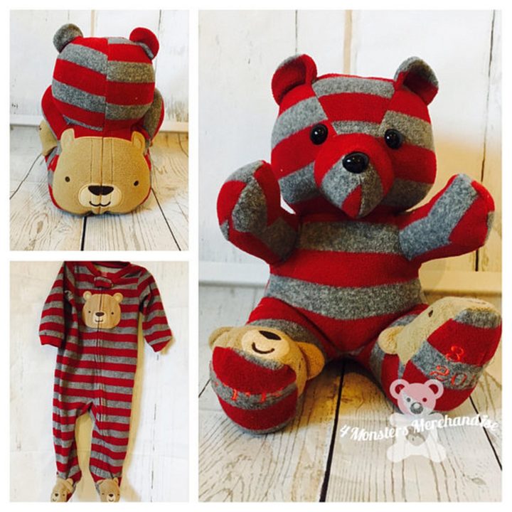 This wonderful memory bear by 4MonstersMerchandise transforms a cute onesie into an even more adorable teddy bear.