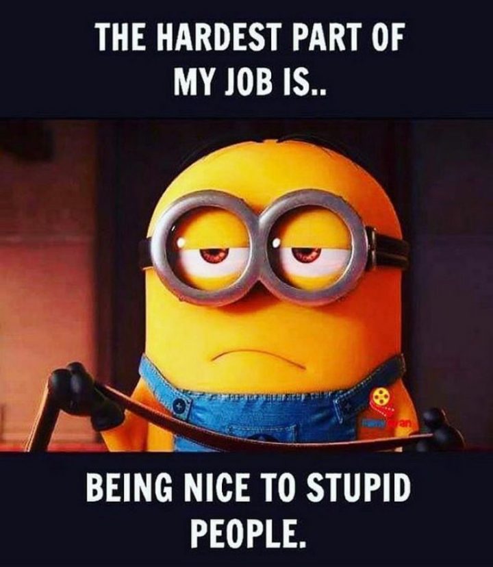 47 Funny Work Memes - "La parte più difficile del mio lavoro è...essere gentile con le persone stupide.""The hardest part of my job is...being nice to stupid people."