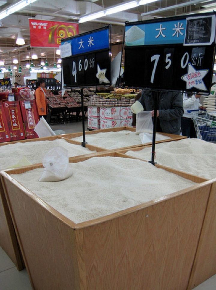 15 Items Sold at Walmart Stores in China - Rice in bulk.