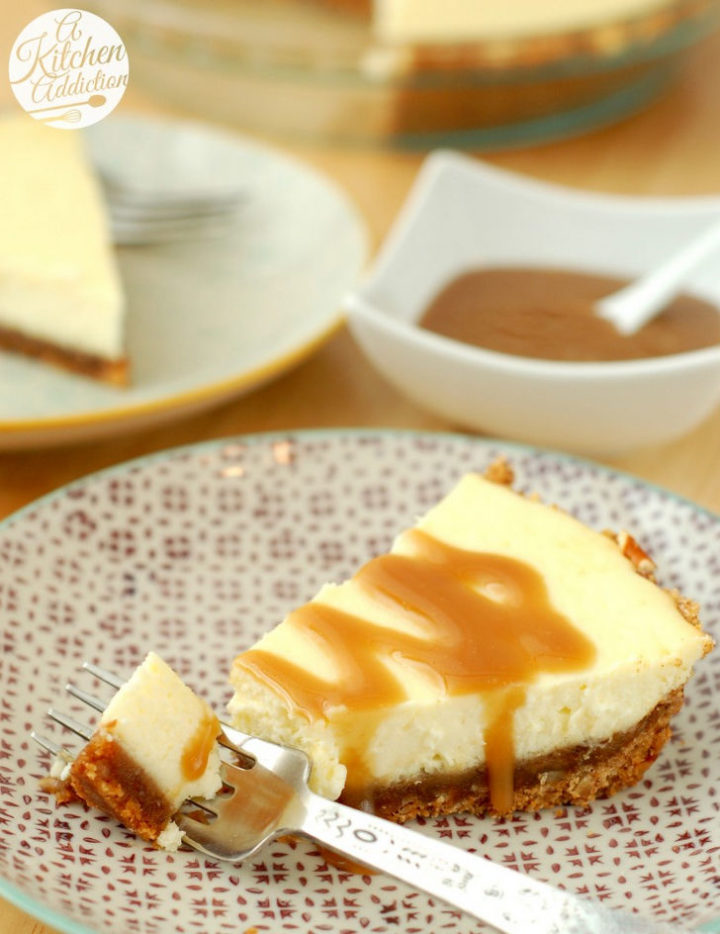 19 Delicious Cheesecake Recipes - Salted Caramel Pretzel Cheesecake.