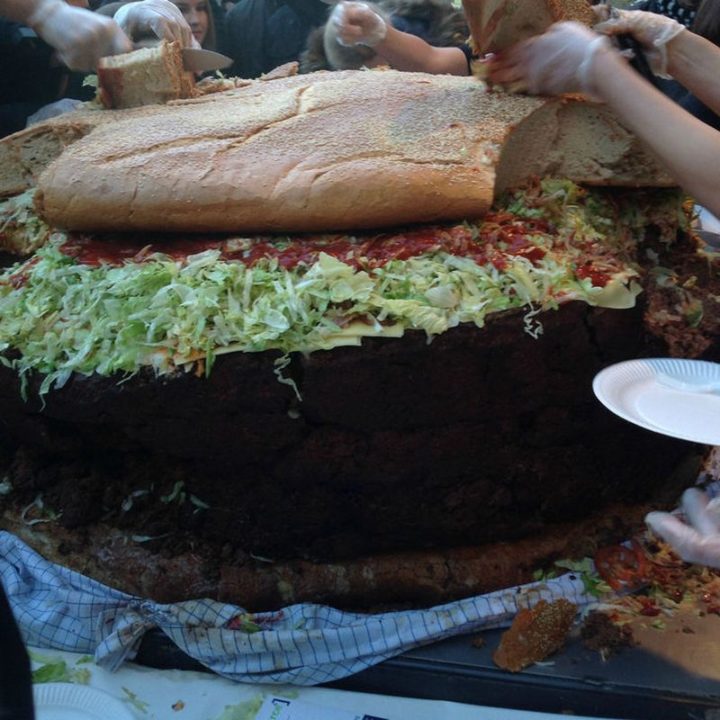 Here is a closeup. There you have it, the world's largest burger!