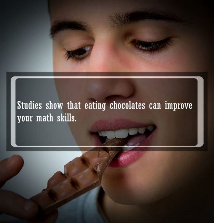 19 Food Facts - "Studies show that eating chocolates can improve your math skills."