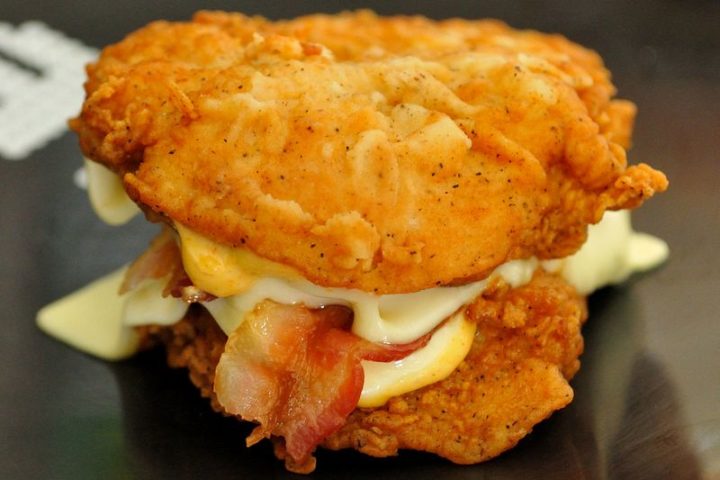 19 Ridiculous But Real Fast Food Items - KFC Double Down Sandwich.
