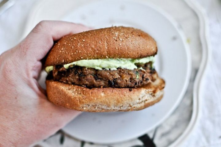 25 Healthy and Delicious Vegetarian Recipes - Easy Double Bean Burgers with Avocado Basil Cream.