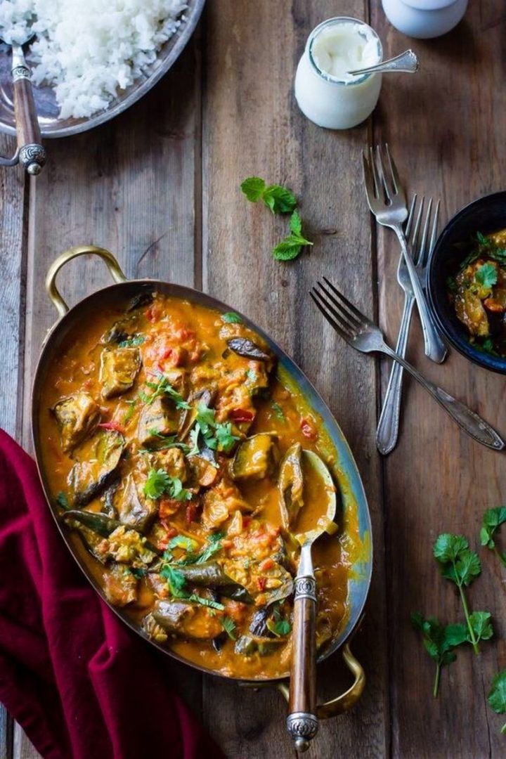 25 Healthy and Delicious Vegetarian Recipes - Curried Roasted Eggplant with Smoked Cardamom and Coconut Milk.