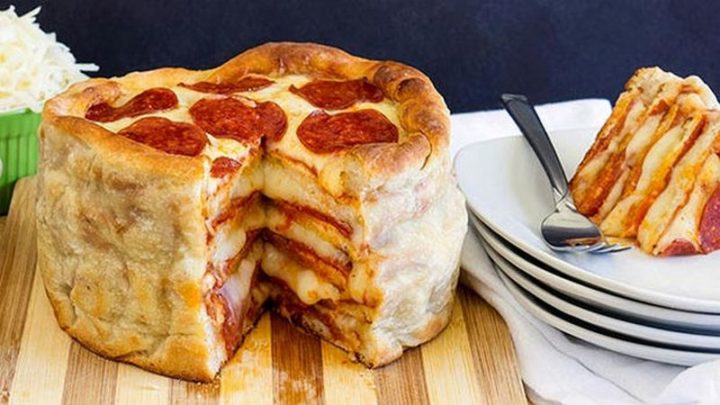 Oh yes, they did! Pillsbury pizza dough will help you build this awesome pizza cake.