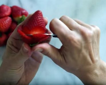 She Slices into a Strawberry and Creates Something Beautiful. I Have to Try This!