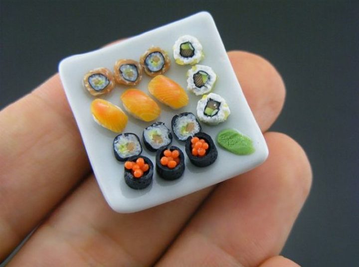 Shay Aaron Miniatures - Tiny Food (sushi combo) That is Collectible and Wearable!