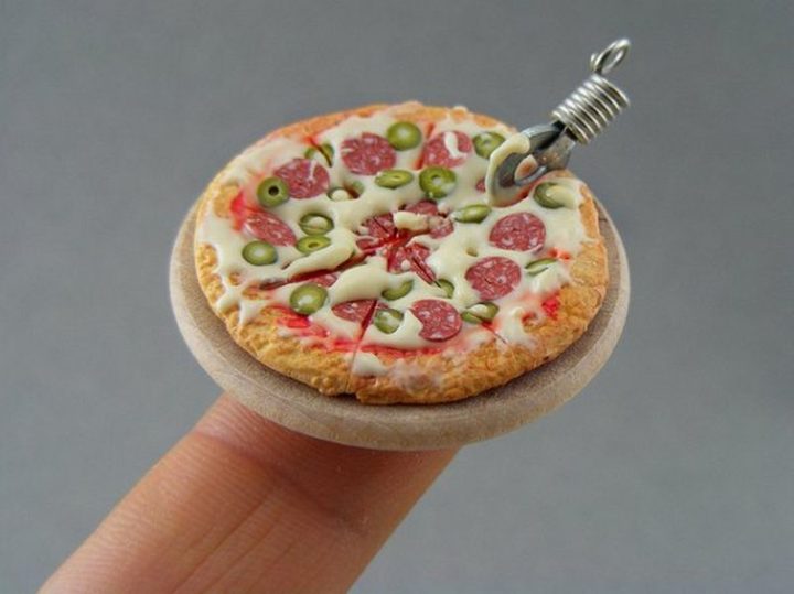 Shay Aaron Miniatures - Tiny Food (pizza night) That is Collectible and Wearable!